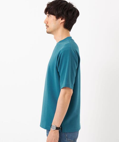 green label relaxing（グリーンレーベルリラクシング）の「GIZAコットン リップル ワイドカラー Tシャツ（Tシャツ/カットソー・メンズ・ターコイズブルー/ホワイト/ライトグレー・L/XL/S/M）」の6枚目の写真