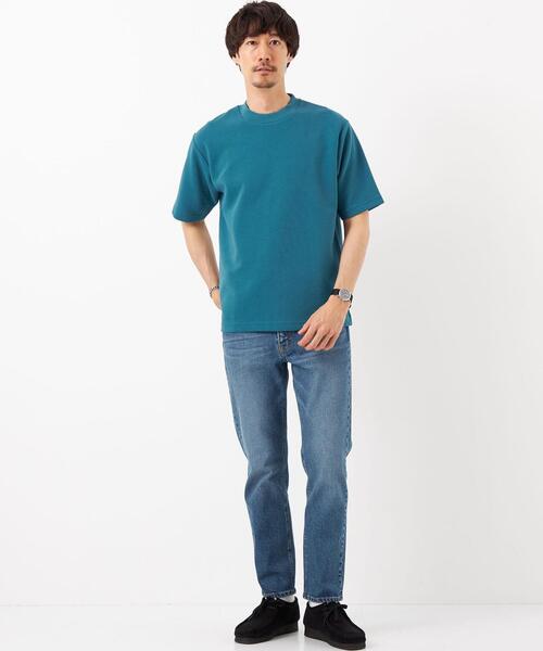 green label relaxing（グリーンレーベルリラクシング）の「GIZAコットン リップル ワイドカラー Tシャツ（Tシャツ/カットソー・メンズ・ターコイズブルー/ホワイト/ライトグレー・L/XL/S/M）」の9枚目の写真