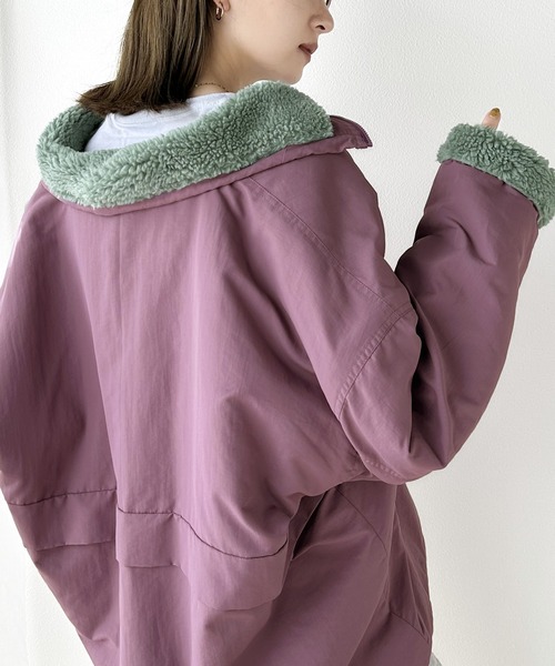 Java（ジャバ）の「《JAVAジャバ 別注》 シーズンスタイルを アップデート。 リバーシブル ハーフジップ ナイロン ボア　オーバーサイズ ブルゾン（ブルゾン・レディース・オレンジ/ベージュ/パープル/ブルーグリーン/ブラック・LARGE/MEDIUM/SMALL/X-LARGE）」の19枚目の写真