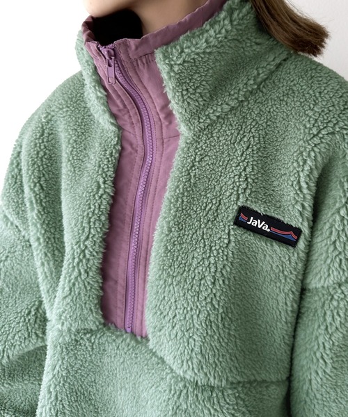 Java（ジャバ）の「《JAVAジャバ 別注》 シーズンスタイルを アップデート。 リバーシブル ハーフジップ ナイロン ボア　オーバーサイズ ブルゾン（ブルゾン・レディース・オレンジ/ベージュ/パープル/ブルーグリーン/ブラック・LARGE/MEDIUM/SMALL/X-LARGE）」の17枚目の写真