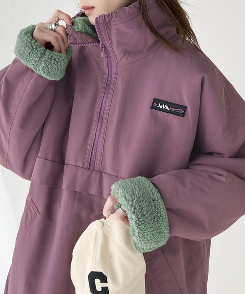 Java（ジャバ）の「《JAVAジャバ 別注》 シーズンスタイルを アップデート。 リバーシブル ハーフジップ ナイロン ボア　オーバーサイズ ブルゾン（ブルゾン・レディース・オレンジ/ベージュ/パープル/ブルーグリーン/ブラック・LARGE/MEDIUM/SMALL/X-LARGE）」の22枚目の写真