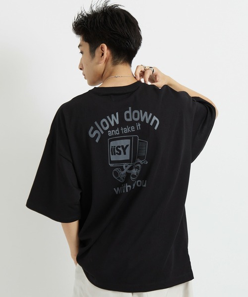 iisy（イージー）の「iisy / TAKE IT iisy POP PCプリントルーズハーフスリーブTシャツ（Tシャツ/カットソー・メンズ・ホワイト/ブラック/ピンク・S/M/L）」の3枚目の写真