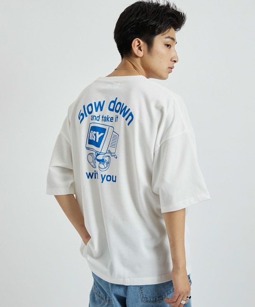 iisy（イージー）の「iisy / TAKE IT iisy POP PCプリントルーズハーフスリーブTシャツ（Tシャツ/カットソー・メンズ・ホワイト/ブラック/ピンク・S/M/L）」の9枚目の写真