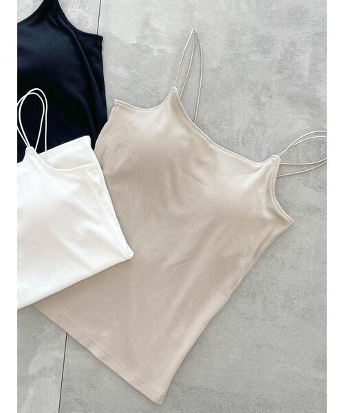 Te chichi TERRASSE（テチチテラス）の「ナローストラップカップ付キャミソール（キャミソール・レディース・モカ/ブラック/オフホワイト・F）」の9枚目の写真