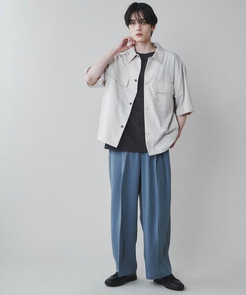 LUCY(ルーシー)の「LUCY/【セットアップ対応】TR フラップポケットBIGシャツ(シャツ/ブラウス・メンズ・ブラック/アイボリー/ブルー・MEDIUM/LARGE)」の4枚目の写真