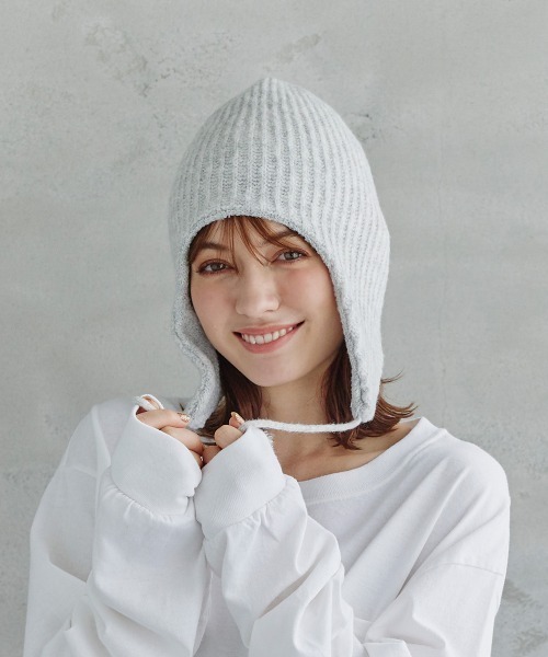 milsa（ミルサ）の「milsa  RE:Poly Knit Guide/フライトニットキャップ（ニットキャップ/ビーニー・レディース・ブラック/グレー/ライトパープル/ブラウン/ピンク・FREE）」の7枚目の写真