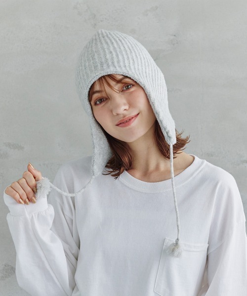 milsa（ミルサ）の「milsa  RE:Poly Knit Guide/フライトニットキャップ（ニットキャップ/ビーニー・レディース・ブラック/グレー/ライトパープル/ブラウン/ピンク・FREE）」の8枚目の写真