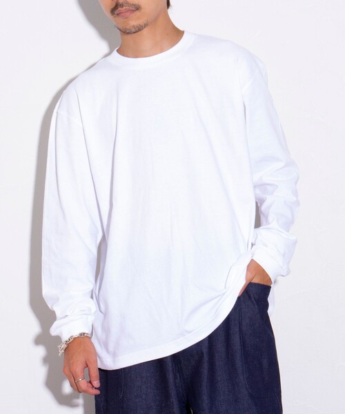 GLOSTER(グロスター)の「【限定展開】【GLOSTER/グロスター】ルーズ クルーネックロンT ベーシック(Tシャツ/カットソー・メンズ・ブラック/ホワイト・S/M/L/XL)」の4枚目の写真