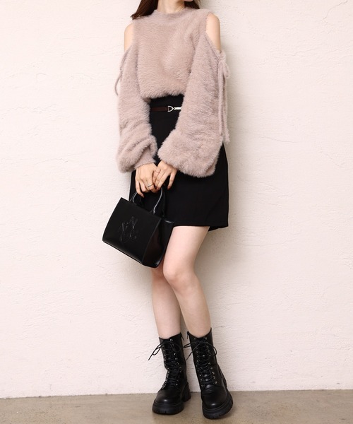 one after another NICE CLAUP(ワンアフターアナザーナイスクラップ)の「あざと肩あきフェザーニット【ZOZO限定商品】(ニット/セーター・レディース・アイボリー/モカ/ベビーピンク・FREE)」の11枚目の写真