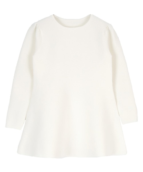 UR'S（ユアーズ）の「パフスリーブペプラムニットトップス（ニット/セーター・レディース・ホワイト/ダークネイビー/グレイッシュベージュ・S/M/L）」の4枚目の写真