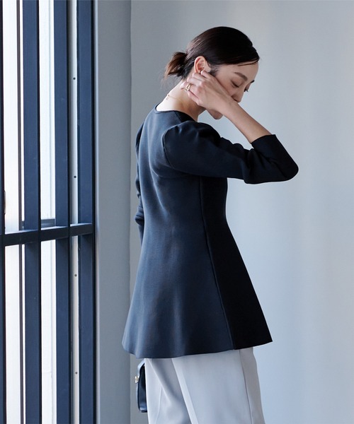 UR'S（ユアーズ）の「パフスリーブペプラムニットトップス（ニット/セーター・レディース・ホワイト/ダークネイビー/グレイッシュベージュ・S/M/L）」の18枚目の写真