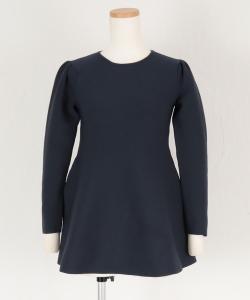 UR'S（ユアーズ）の「パフスリーブペプラムニットトップス（ニット/セーター・レディース・ホワイト/ダークネイビー/グレイッシュベージュ・S/M/L）」の19枚目の写真