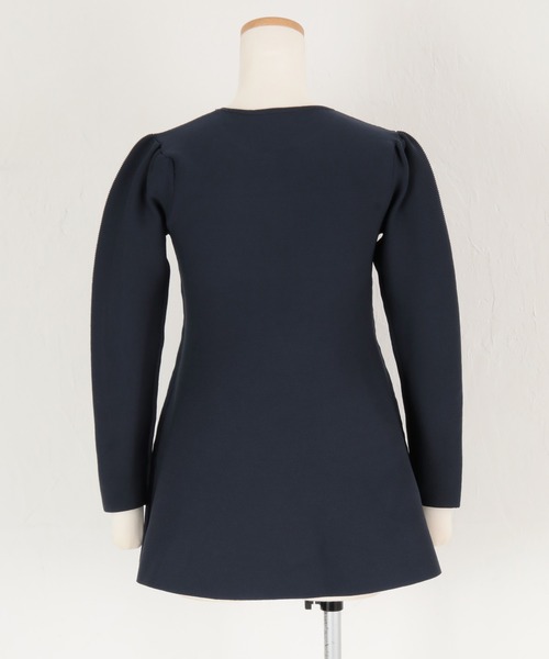 UR'S（ユアーズ）の「パフスリーブペプラムニットトップス（ニット/セーター・レディース・ホワイト/ダークネイビー/グレイッシュベージュ・S/M/L）」の21枚目の写真