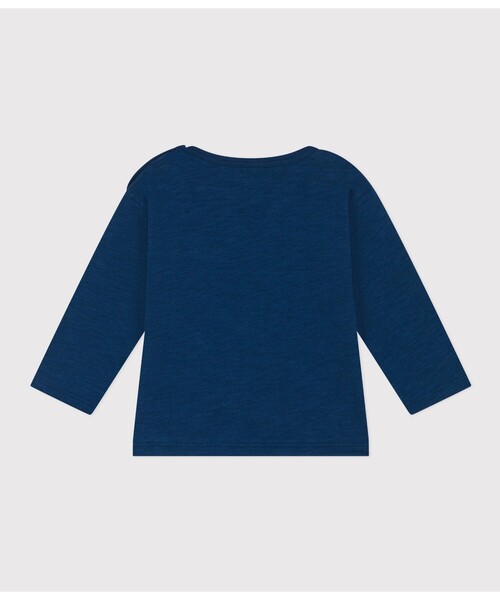 PETIT BATEAU（プチバトー）の「スラブジャージ長袖Ｔシャツ（Tシャツ/カットソー・キッズ・ブルー/ライトカーキ/グレー・36MONTH/12MONTH/18MONTH/24MONTH）」の4枚目の写真