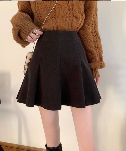gossip!ロサンゼルス(ゴシップロサンゼルス)の「ハイウエストフレアミニスカート(スカート・レディース・ブラウン/ブラック・M/S)」の1枚目の写真