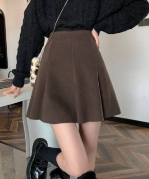 gossip!ロサンゼルス(ゴシップロサンゼルス)の「ハイウエストフレアミニスカート(スカート・レディース・ブラウン/ブラック・M/S)」の6枚目の写真