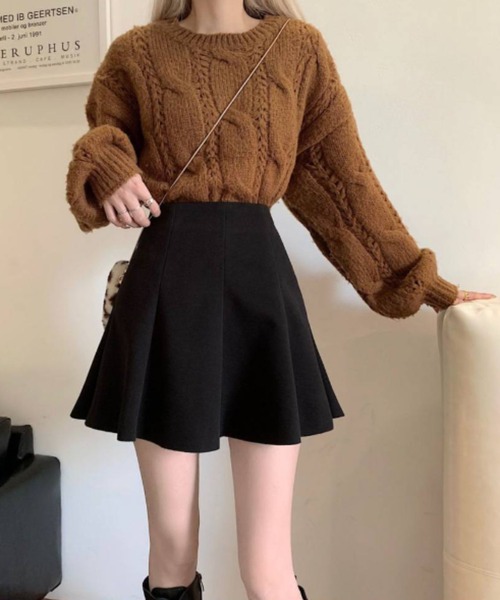 gossip!ロサンゼルス(ゴシップロサンゼルス)の「ハイウエストフレアミニスカート(スカート・レディース・ブラウン/ブラック・M/S)」の14枚目の写真