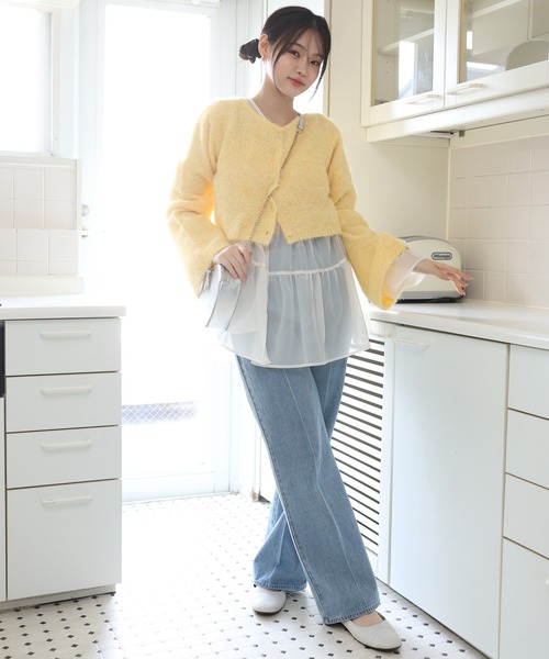 one after another NICE CLAUP(ワンアフターアナザーナイスクラップ)の「ベルスリーブイロドリニット(ニット/セーター・レディース・イエロー/オフホワイト/ラベンダー/ブルー/ピンク・FREE)」の22枚目の写真