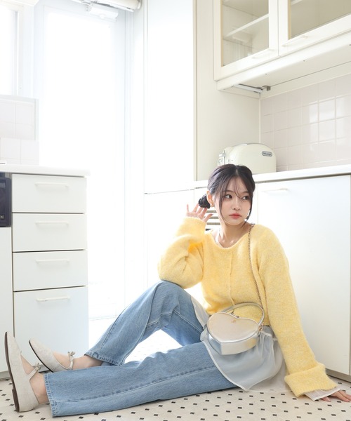 one after another NICE CLAUP(ワンアフターアナザーナイスクラップ)の「ベルスリーブイロドリニット(ニット/セーター・レディース・イエロー/オフホワイト/ラベンダー/ブルー/ピンク・FREE)」の21枚目の写真