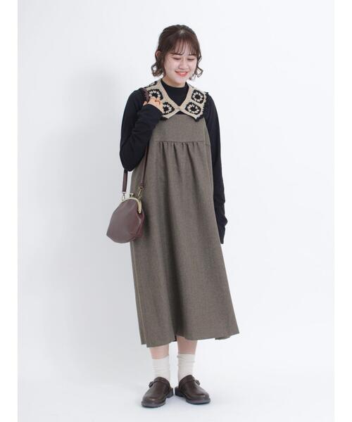 Samansa Mos2（サマンサ モスモス）の「【イージーケア】これで完成!インナーセットキャミワンピース（ワンピース・レディース・ブラック/ブラウン/グレー・F）」の4枚目の写真