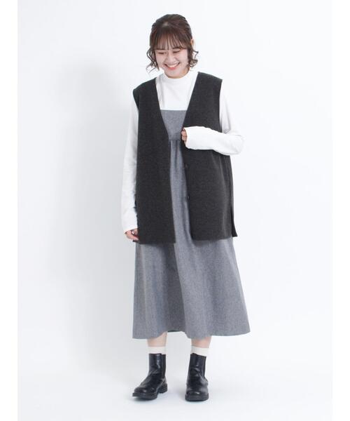 Samansa Mos2（サマンサ モスモス）の「【イージーケア】これで完成!インナーセットキャミワンピース（ワンピース・レディース・ブラック/ブラウン/グレー・F）」の9枚目の写真