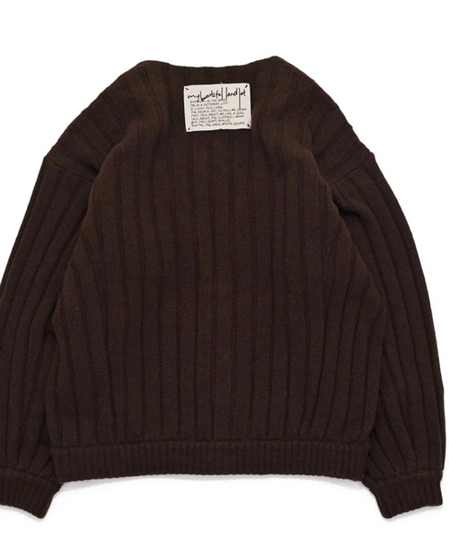 my beautiful landlet(マイビューティフルランドレット)の「【my beautiful landlet】 RIB KNIT VOLUME CARDIGAN(カーディガン/ボレロ・メンズ・ブラック/ブラウン・1/0)」の3枚目の写真
