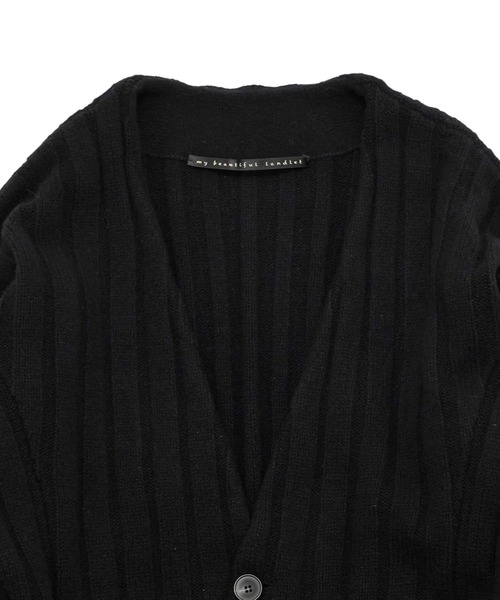 my beautiful landlet(マイビューティフルランドレット)の「【my beautiful landlet】 RIB KNIT VOLUME CARDIGAN(カーディガン/ボレロ・メンズ・ブラック/ブラウン・1/0)」の8枚目の写真