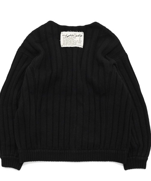 my beautiful landlet(マイビューティフルランドレット)の「【my beautiful landlet】 RIB KNIT VOLUME CARDIGAN(カーディガン/ボレロ・メンズ・ブラック/ブラウン・1/0)」の7枚目の写真
