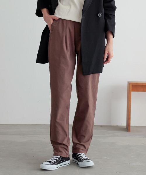 osharewalker（オシャレウォーカー）の「『裏起毛フレキシンテーパードパンツ』（その他パンツ・レディース・ブラック/カーキ/ダークパープル/ダークネイビー/ブラウン/チャコール・S/M/L/LL/3L）」の3枚目の写真