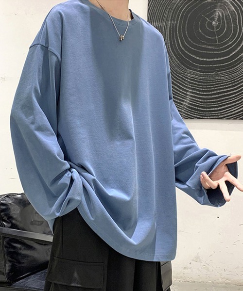 SEN TOKYO(セントーキョー)の「絶妙な落ち感。オーバーサイズ ドロップショルダー ロンT(Tシャツ/カットソー・メンズ・チャコール/エンジ/ブラック/ブルー/ホワイト・M/L/XL)」の4枚目の写真