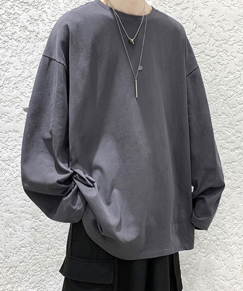 SEN TOKYO(セントーキョー)の「絶妙な落ち感。オーバーサイズ ドロップショルダー ロンT(Tシャツ/カットソー・メンズ・チャコール/エンジ/ブラック/ブルー/ホワイト・M/L/XL)」の3枚目の写真