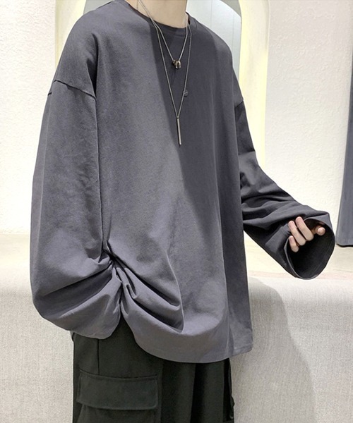 SEN TOKYO(セントーキョー)の「絶妙な落ち感。オーバーサイズ ドロップショルダー ロンT(Tシャツ/カットソー・メンズ・チャコール/エンジ/ブラック/ブルー/ホワイト・M/L/XL)」の10枚目の写真