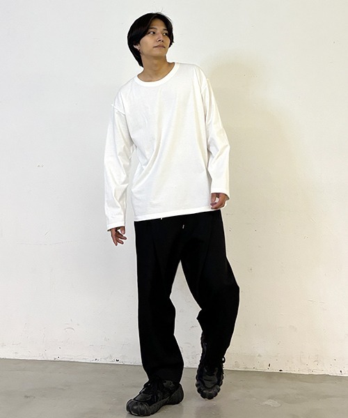 SEN TOKYO(セントーキョー)の「絶妙な落ち感。オーバーサイズ ドロップショルダー ロンT(Tシャツ/カットソー・メンズ・チャコール/エンジ/ブラック/ブルー/ホワイト・M/L/XL)」の18枚目の写真