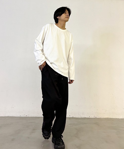 メンズ ロンT オーバーサイズ ルーズ ドロップショルダー G00326 Amazon | 長袖Tシャツ ロングTシャツ メンズ クロップド丈