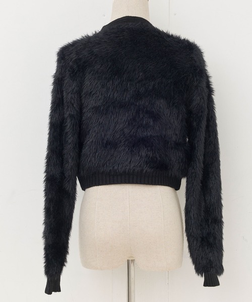 Crea titty&Co. PETIT（クレアティティーアンドコープチ）の「【Crea titty&Co.PETIT】ハートボタン付きビジューカーディガン（カーディガン/ボレロ・レディース・ブラック/ホワイト・FREE）」の5枚目の写真