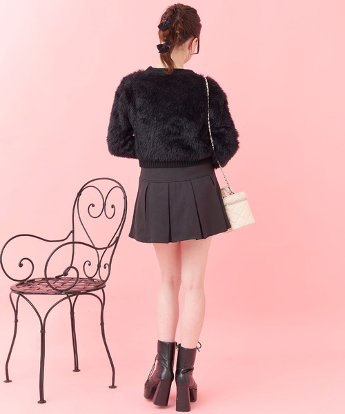 Crea titty&Co. PETIT（クレアティティーアンドコープチ）の「【Crea titty&Co.PETIT】ハートボタン付きビジューカーディガン（カーディガン/ボレロ・レディース・ブラック/ホワイト・FREE）」の7枚目の写真