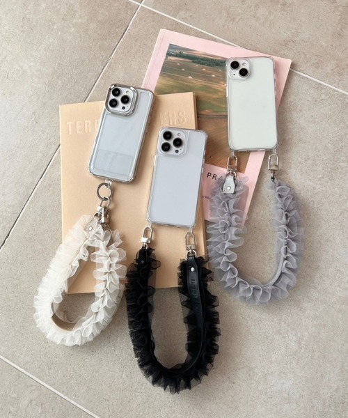 Me%（ミィパーセント）の「【ストラップシート付き】チュールハンドルストラップ　993222（スマホグッズ・レディース・ブラック/ベージュ/グレー・FREE）」の4枚目の写真