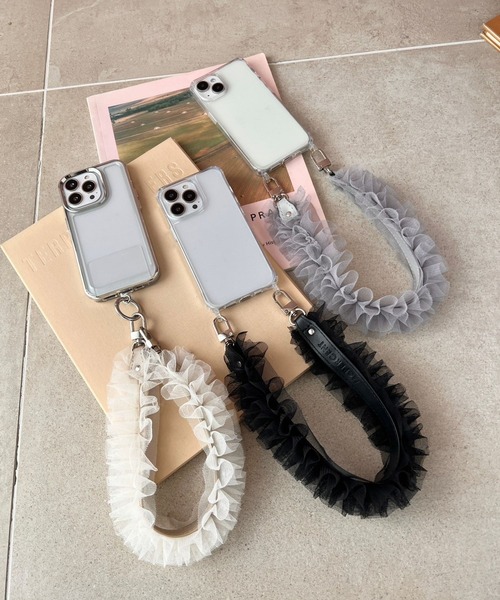 Me%（ミィパーセント）の「【ストラップシート付き】チュールハンドルストラップ　993222（スマホグッズ・レディース・ブラック/ベージュ/グレー・FREE）」の5枚目の写真