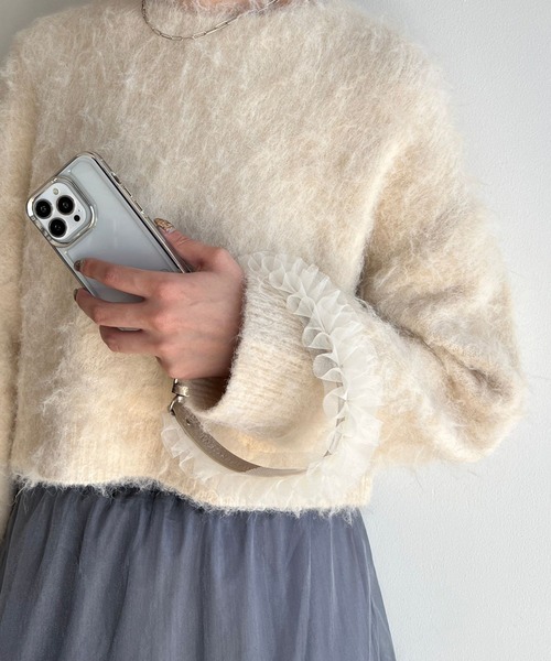 Me%（ミィパーセント）の「【ストラップシート付き】チュールハンドルストラップ　993222（スマホグッズ・レディース・ブラック/ベージュ/グレー・FREE）」の6枚目の写真