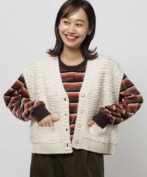 niko and...（ニコアンド）の「ループボタンニットベスト（ベスト・レディース・アイボリー/ブラック・FREE）」の10枚目の写真