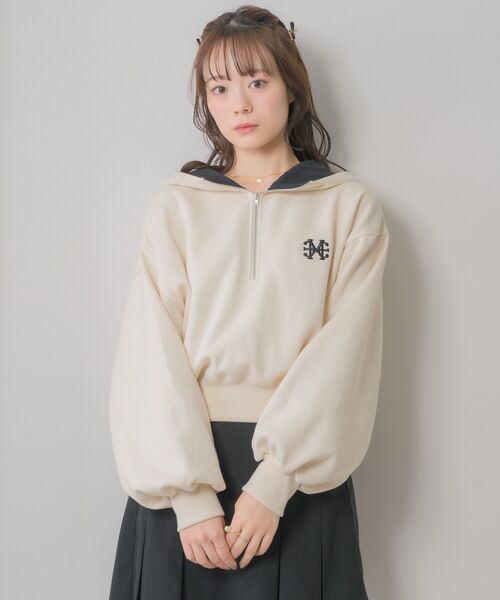 ems excite(エムズエキサイト)の「ハーフZIPショートフーディー(パーカー・レディース・ピンク/ブルー/ナチュラル・FREE)」の8枚目の写真