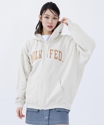MILKFED. | COLLEGE LOGO PATCH ZIP UP HOODIE(パーカー)