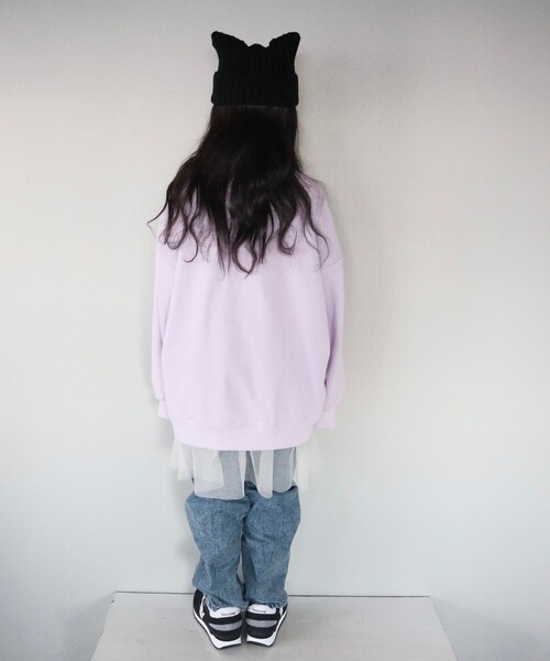 SHOO・LA・RUE（シューラルー）の「◆【110-140cm】ビッグシルエットスウェット（スウェット・キッズ・ベビーピンク/カーキ/ブルー/ブラック/ライトパープル/ライトベージュ・13/14/11/12）」の18枚目の写真