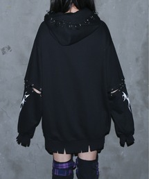 レフレム　フード付き リング付きパーカー 黒 レフレムフード付き リング付きパーカー 黒