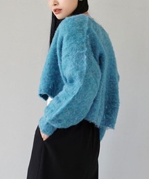 モヘアリーニット クルーネックカーディガン