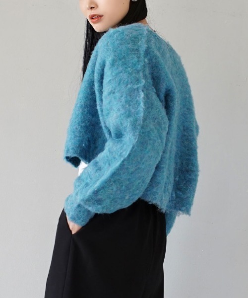 MIMIMEMETE（ミミメメット）の「モヘアリーニット クルーネックカーディガン（カーディガン/ボレロ・レディース・アイボリー/ブラウン/ブルー・M）」の3枚目の写真