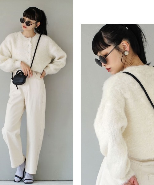 MIMIMEMETE（ミミメメット）の「モヘアリーニット クルーネックカーディガン（カーディガン/ボレロ・レディース・アイボリー/ブラウン/ブルー・M）」の5枚目の写真