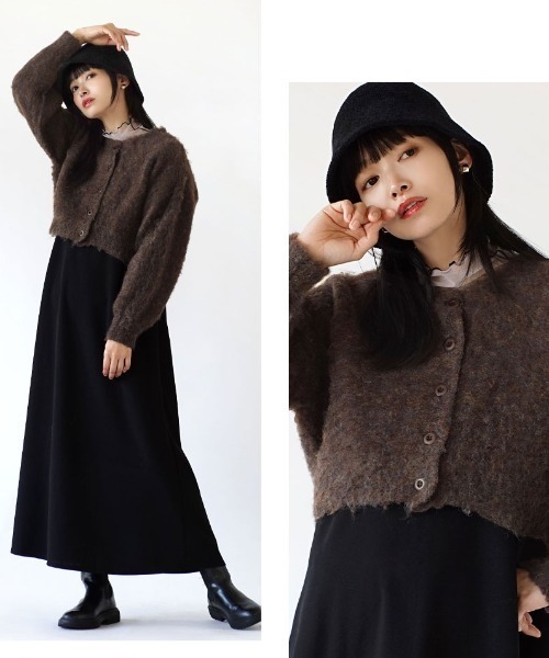 MIMIMEMETE（ミミメメット）の「モヘアリーニット クルーネックカーディガン（カーディガン/ボレロ・レディース・アイボリー/ブラウン/ブルー・M）」の8枚目の写真