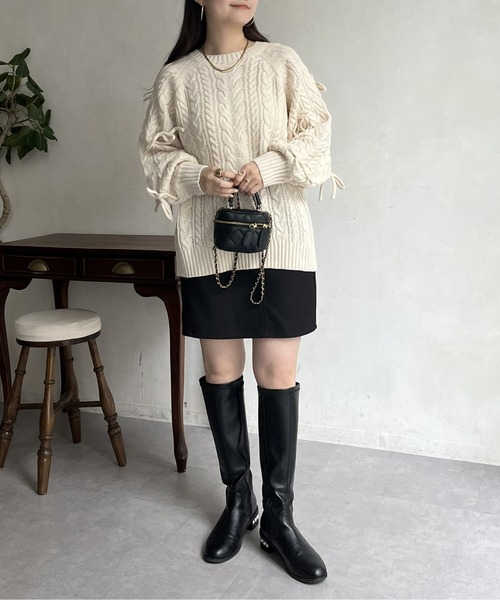 prose verse（プロズヴェール）の「袖リボンケーブルニット（ニット/セーター・レディース・アイボリー/グレー/ブラック・ﾌﾘ-）」の16枚目の写真