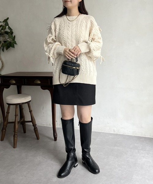 prose verse（プロズヴェール）の「袖リボンケーブルニット（ニット/セーター・レディース・アイボリー/グレー/ブラック・ﾌﾘ-）」の18枚目の写真